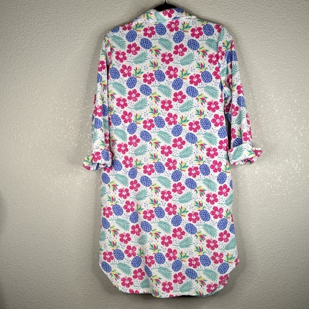 Coral Bay Super Soft Tropical Hawaiian 3/4 Sleeve Pajama Sleep Dress Size Medium - Picture 4 of 5